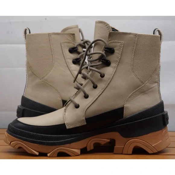 New! Sorel Women's Brex Lug Sole Lace-Up Boots Sandy Tan Black 9 - Picture 7 of 12